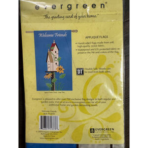 Evergreen Welcome Friends Applique Flag 28 x 44 Blue Yellow